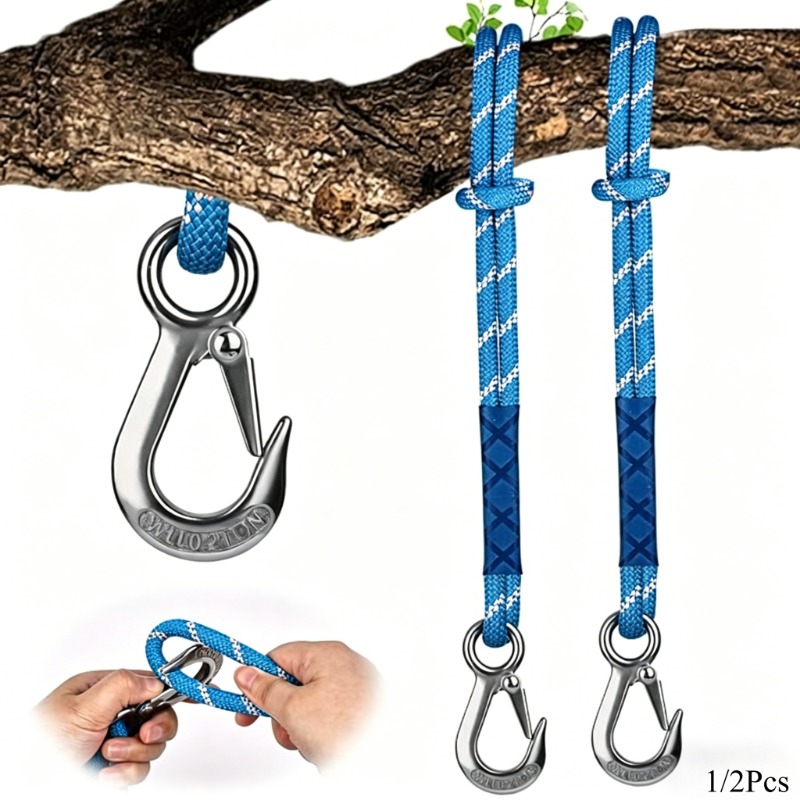 Camping Hammock - 1/2Pcs Wear Resistant Metal Hook Nylon