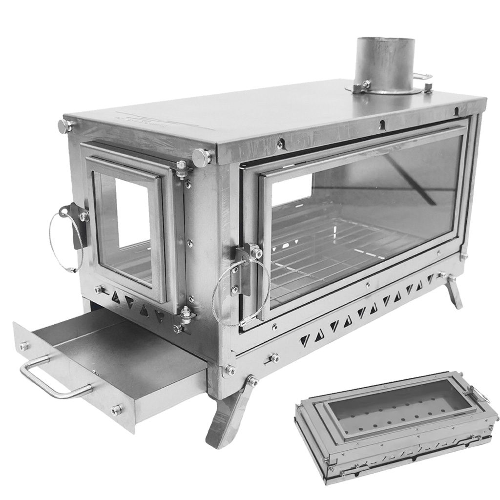 Outdoor Camping Wood Burning Stove - DANCHEL T3 Titanium Tent Stove, Folding