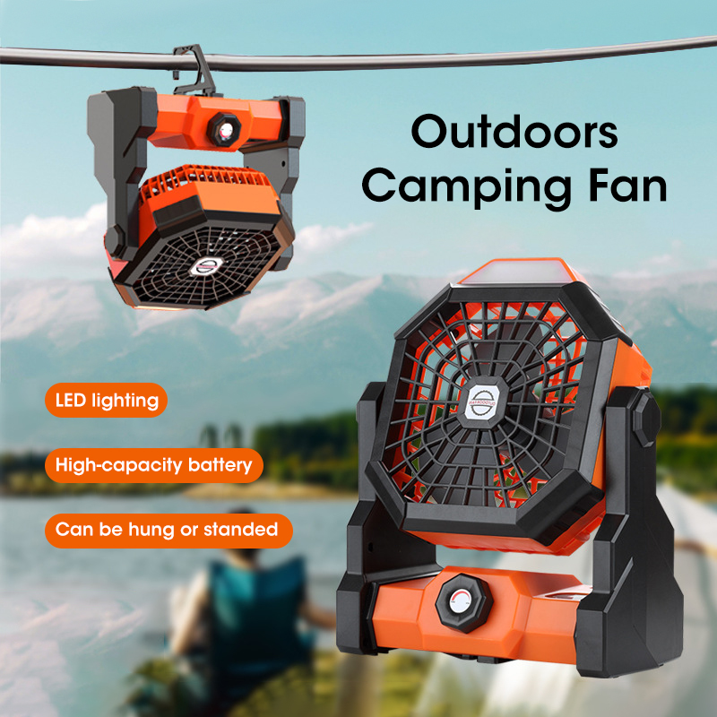 Outdoor Camping Fan - 10000mAh Camping Fan with LED Lantern