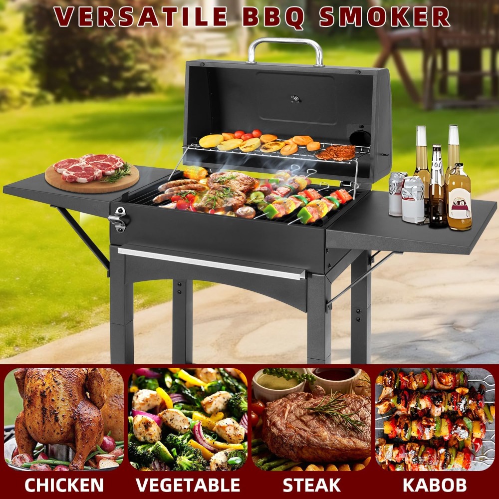 Outdoor Camping Cooking Table - US Shipping Charcoal Grill with Side