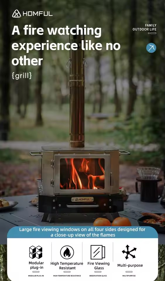 HOMFUL Portable Firewood Stove - огляд і ціна Outdoor Camping Wood Burning Stove