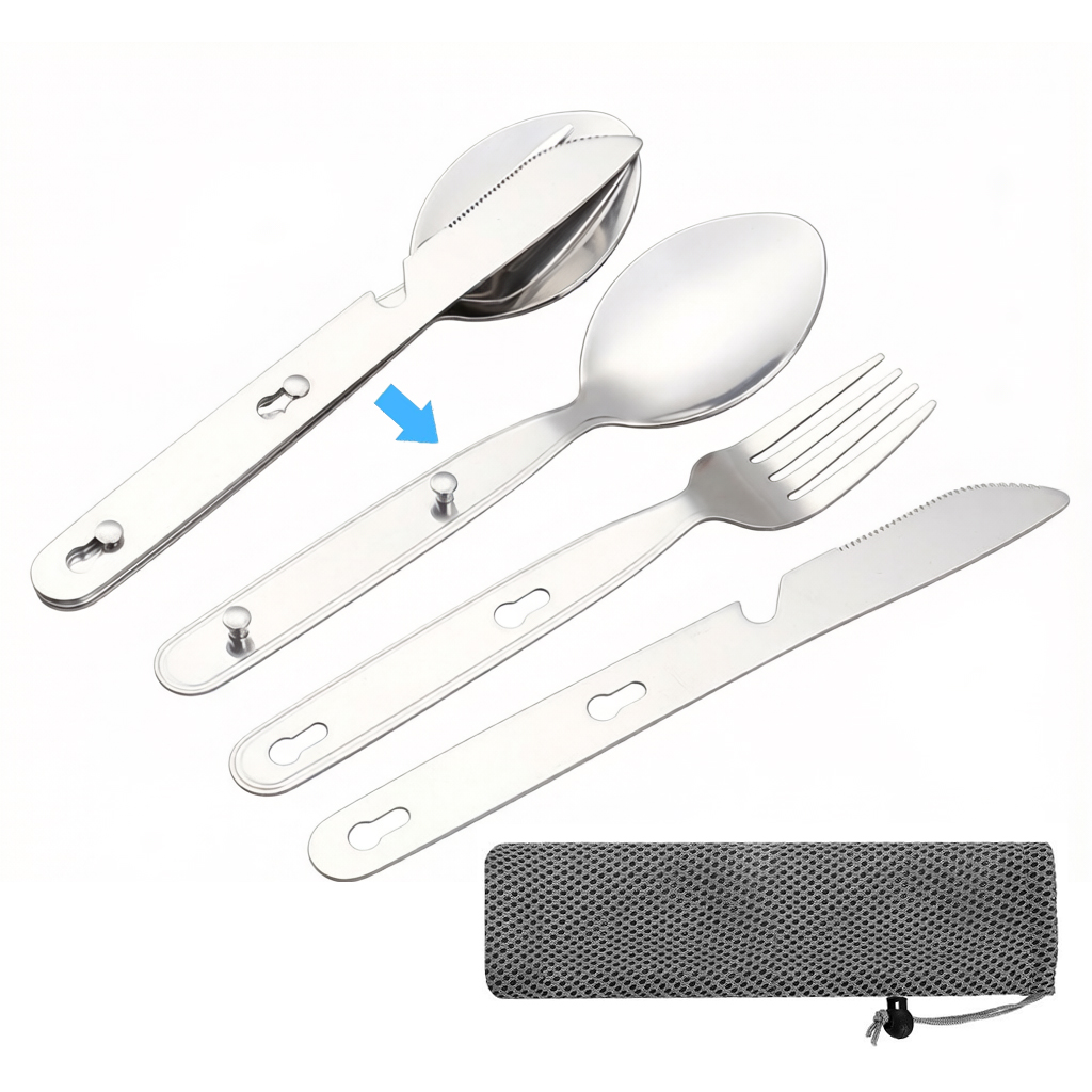 3pcs/set Folding Spoon Fork Kn - огляд і ціна Outdoor Camping Dining Set