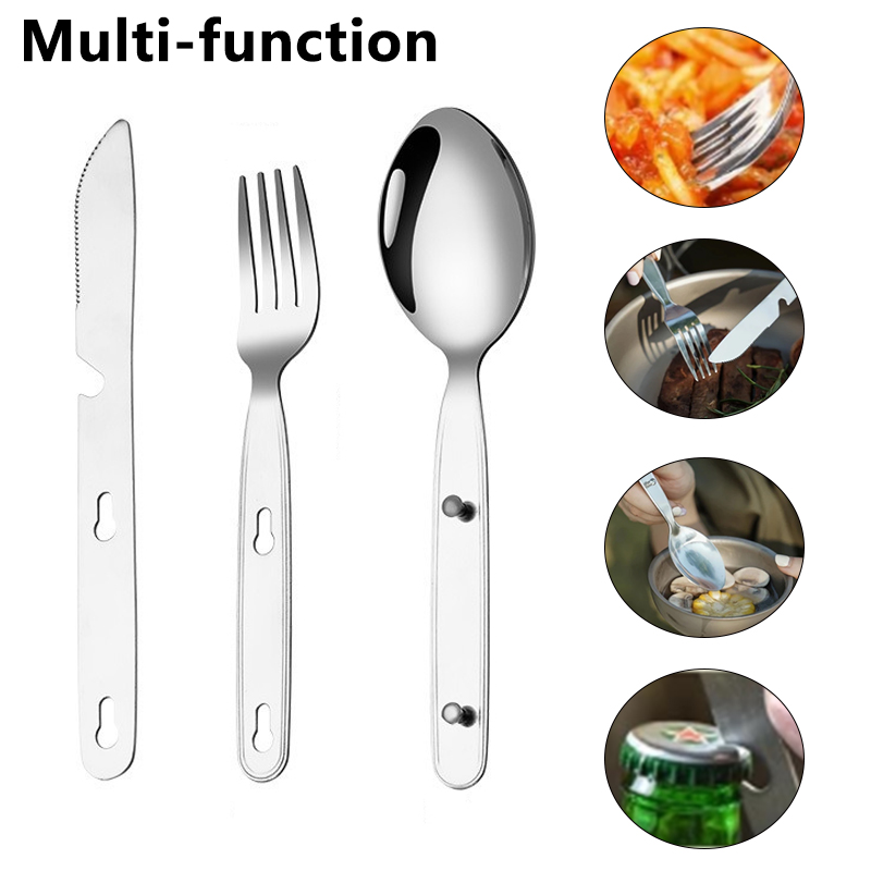 3pcs/set Folding Spoon Fork Kn - огляд і ціна Outdoor Camping Dining Set
