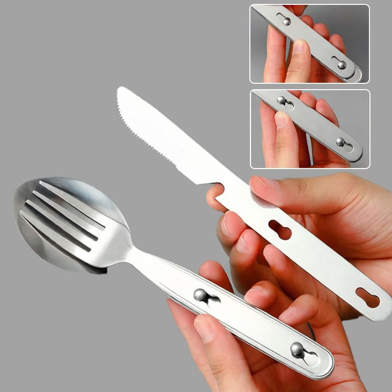 3pcs/set Folding Spoon Fork Kn - огляд і ціна Outdoor Camping Dining Set