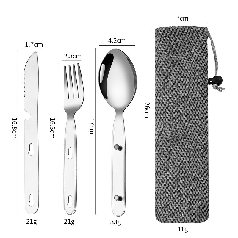 3pcs/set Folding Spoon Fork Kn - огляд і ціна Outdoor Camping Dining Set