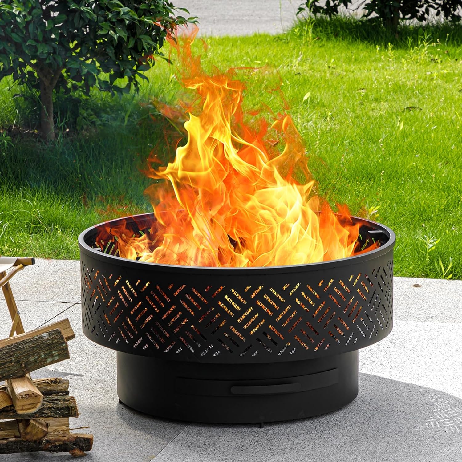 32 Inch Round Metal Wood Burni - огляд і ціна Outdoor Camping Cooking Table