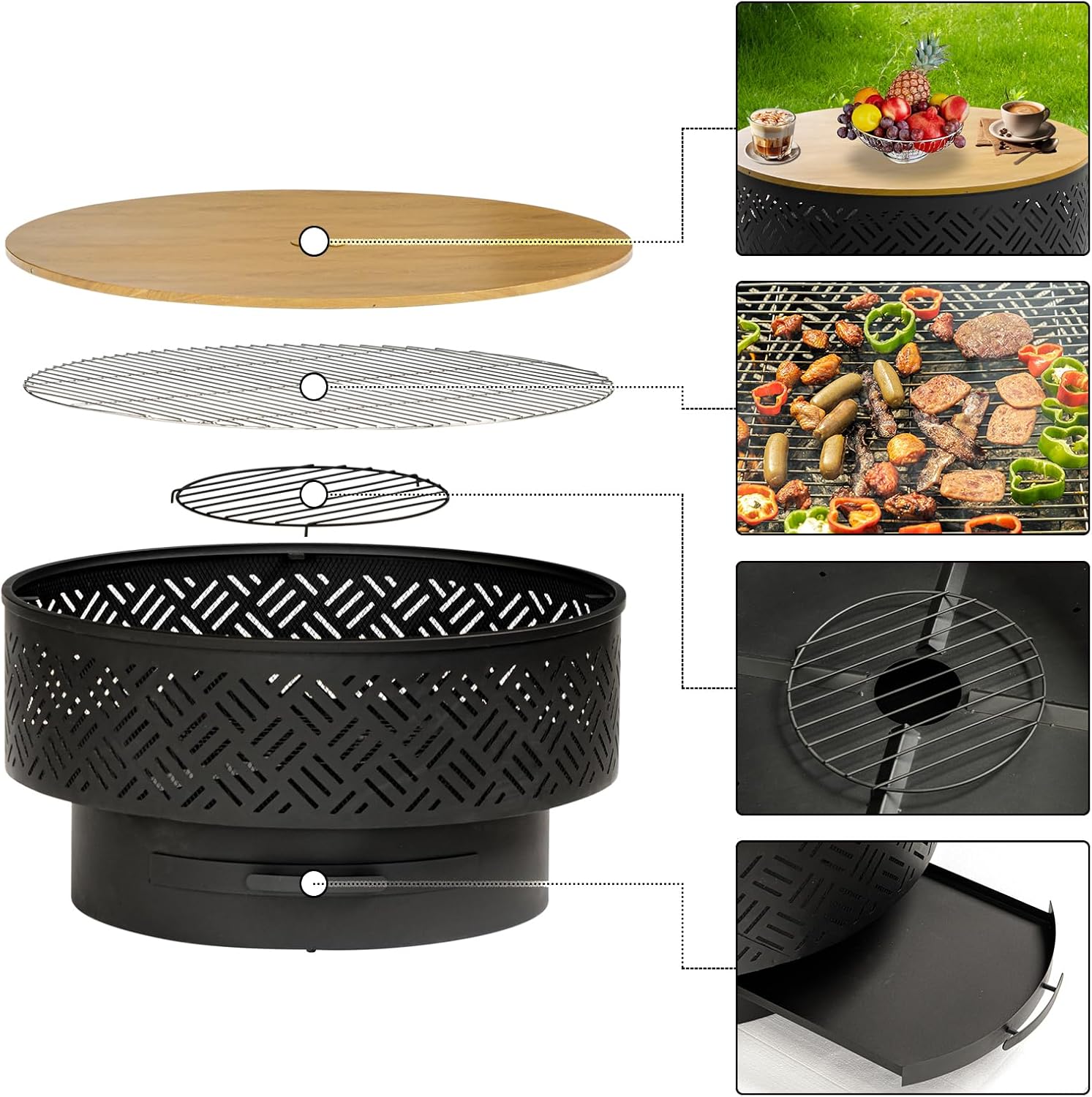 32 Inch Round Metal Wood Burni - огляд і ціна Outdoor Camping Cooking Table